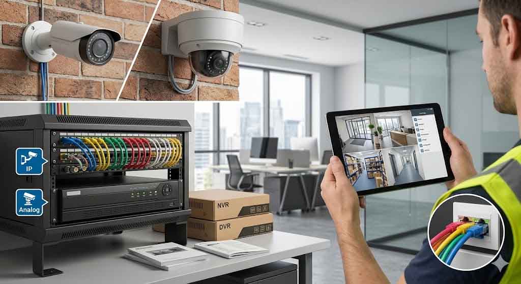 Câmaras analógicas e IP com monitorização remota